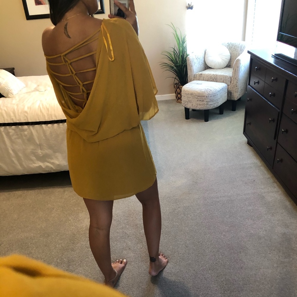 backless mustard yellow summer dress